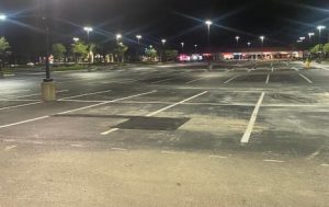 Pothole repair in a parking lot